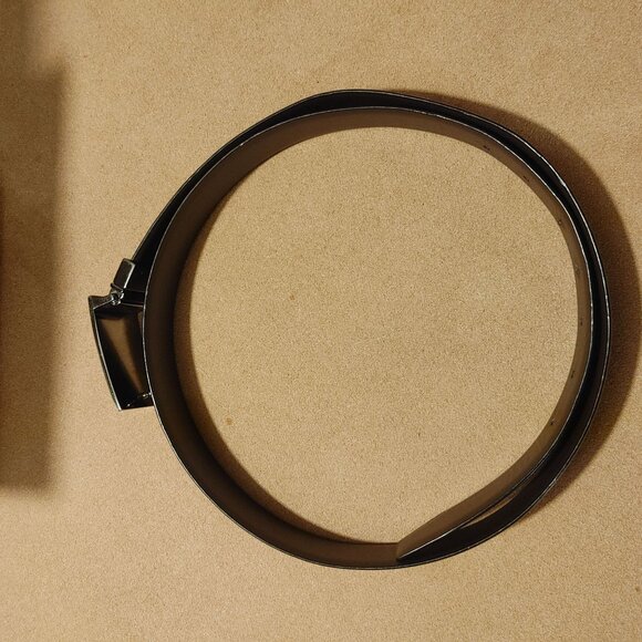 Perry Ellis Designer Bonded Leather Belt 1.5 Textured Metallic Buckle Black Size - Picture 8 of 8